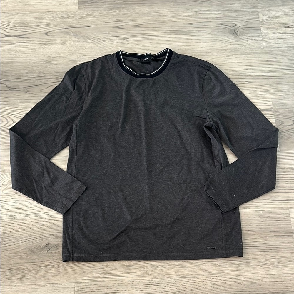 Hugo Boss Charcoal Gray Long Sleeve Men's Shirt Size Large